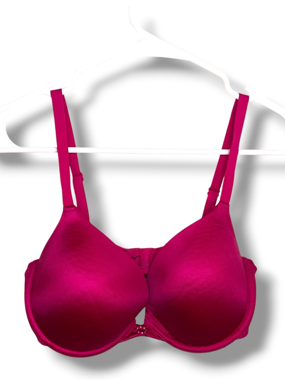 36D Maidenform Fuchsia Pink Satin Bra Lined Underwire Adjustable Strap